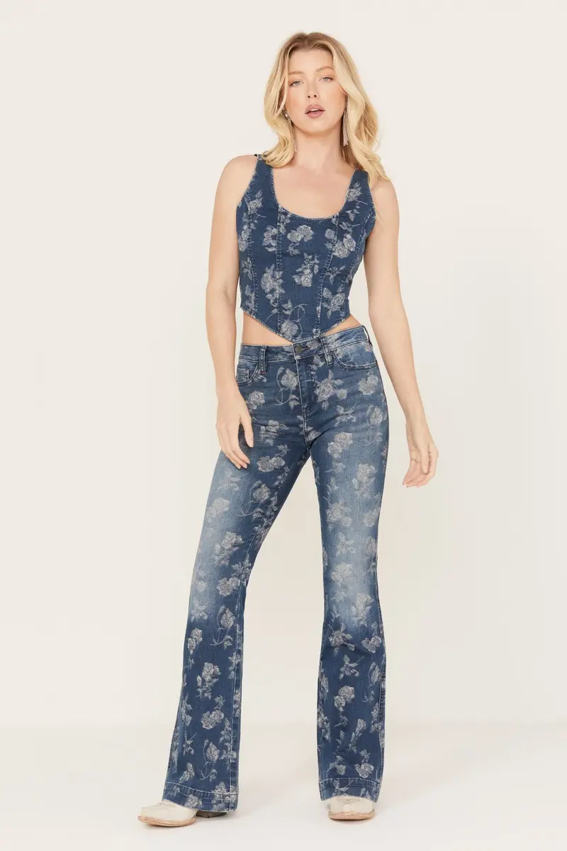 Floral Drive High Risin Flare Jeans 2