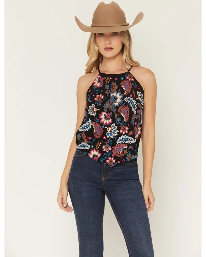 Floral Haze Embroidered Crinkle Tank Top 1
