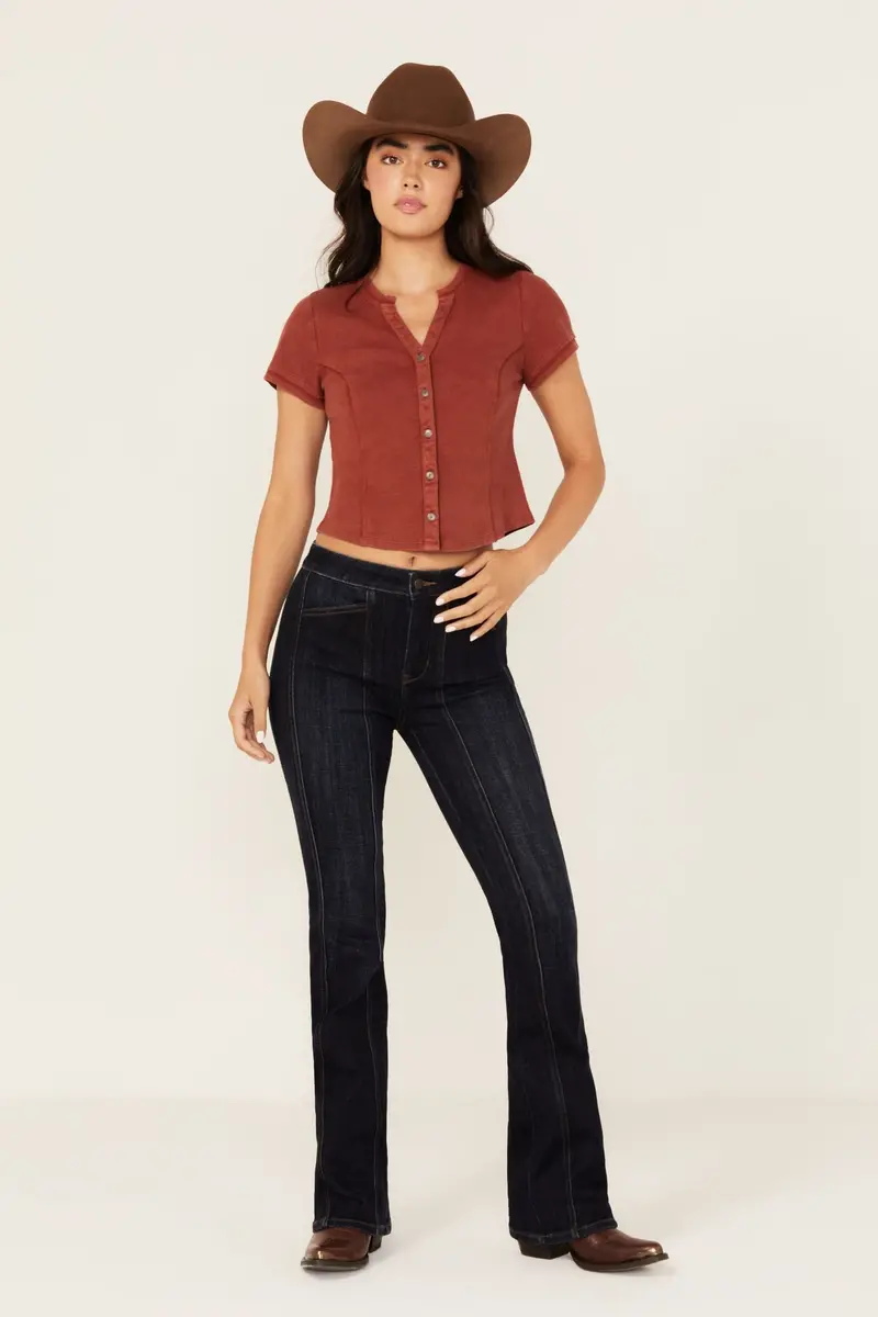 Fontan Dark Wash Legend High Rise Bootcut Comfort Stretch Denim Jeans 1