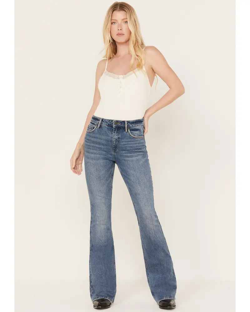 Foxwood High Risin' Rhinestone Flare Jeans 1