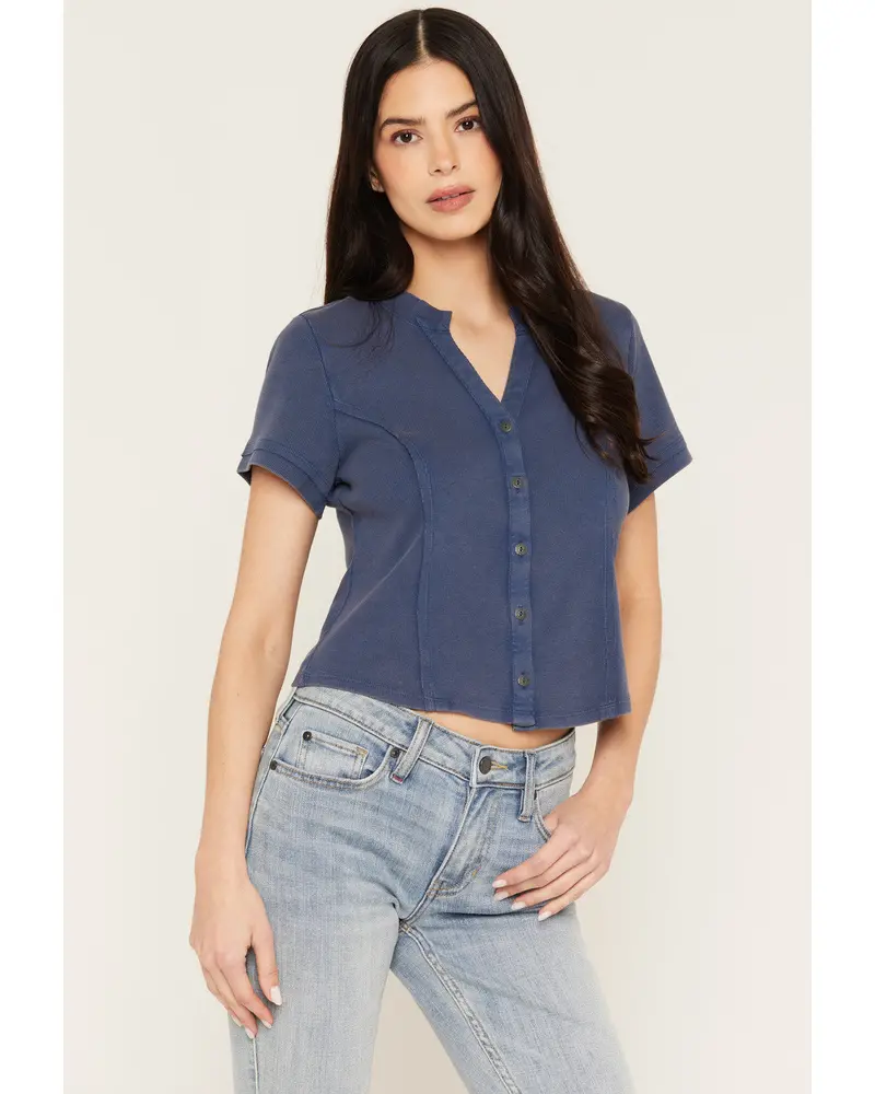 Frisco Short Sleeve Button-Down Rib Knit Shirt 1