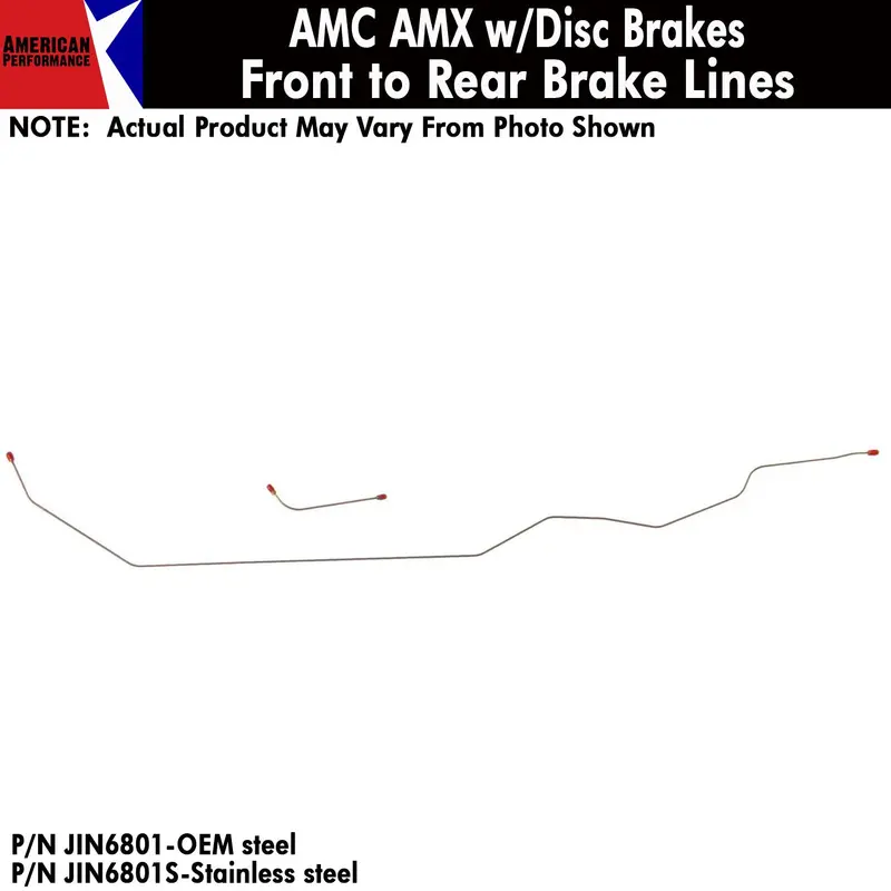Front To Rear Brake Line, Front Disc, 1968-70 Amc Amx (Oe Steel Or Stainless) - Drop Ships In Approx. 4-6 Weeks 1