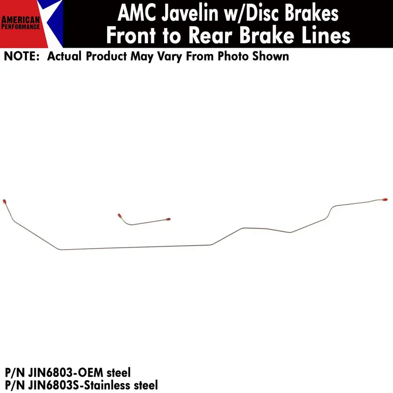 Front To Rear Brake Line, Front Disc, 1968-70 Amc Javelin (Oe Steel Or Stainless) - Drop Ships In Approx. 4-6 Weeks 1