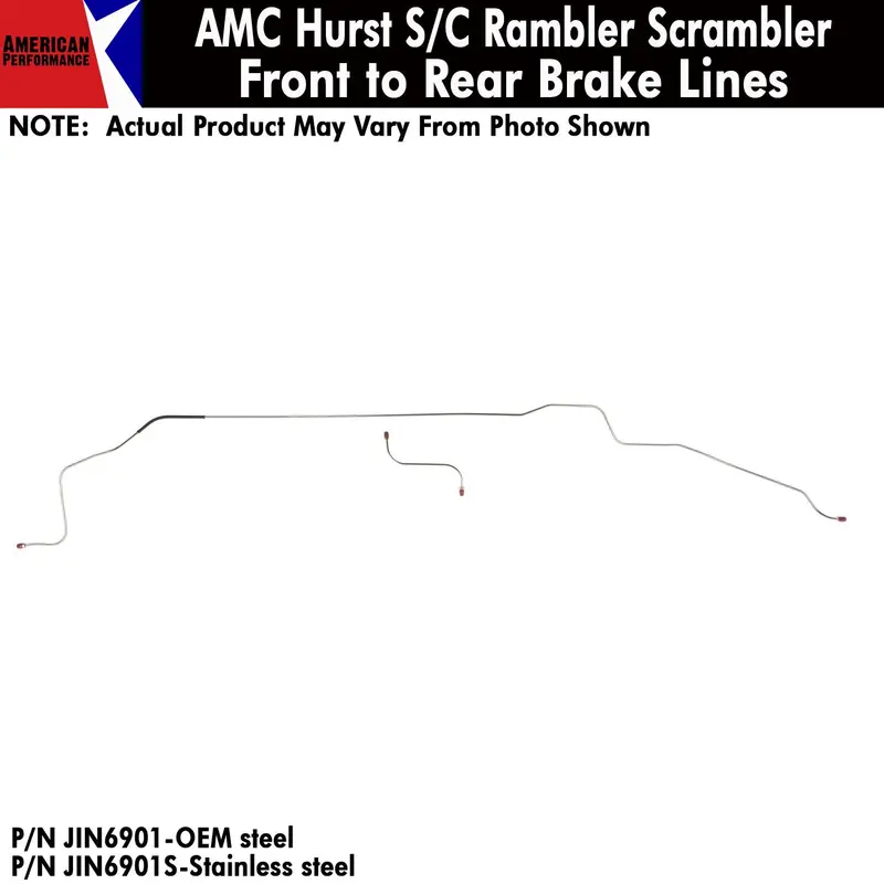 Front To Rear Brake Line, Front Disc, 1969 Hurst S/C Rambler (Oe Steel Or Stainless) - Drop Ships In Approx. 4-6 Weeks 1