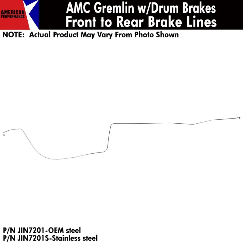 Front To Rear Brake Line, Front Drum, 1972 Amc Gremlin (Oe Steel Or Stainless) - Drop Ships In Approx. 4-6 Weeks 1