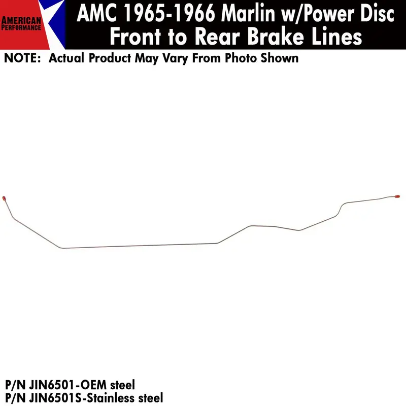 Front To Rear Brake Line, Power Front Disc, 1965-1966 Amc Marlin (Oe Steel Or Stainless) - Drop Ships In Approx. 4-6 Weeks 1