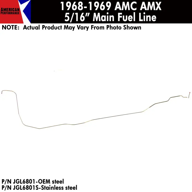 Fuel Line, 5/16" Main Front To Rear, 1968-69 Amc Amx (Oe Steel Or Stainless) - Drop Ships In Approx. 4-6 Weeks 1