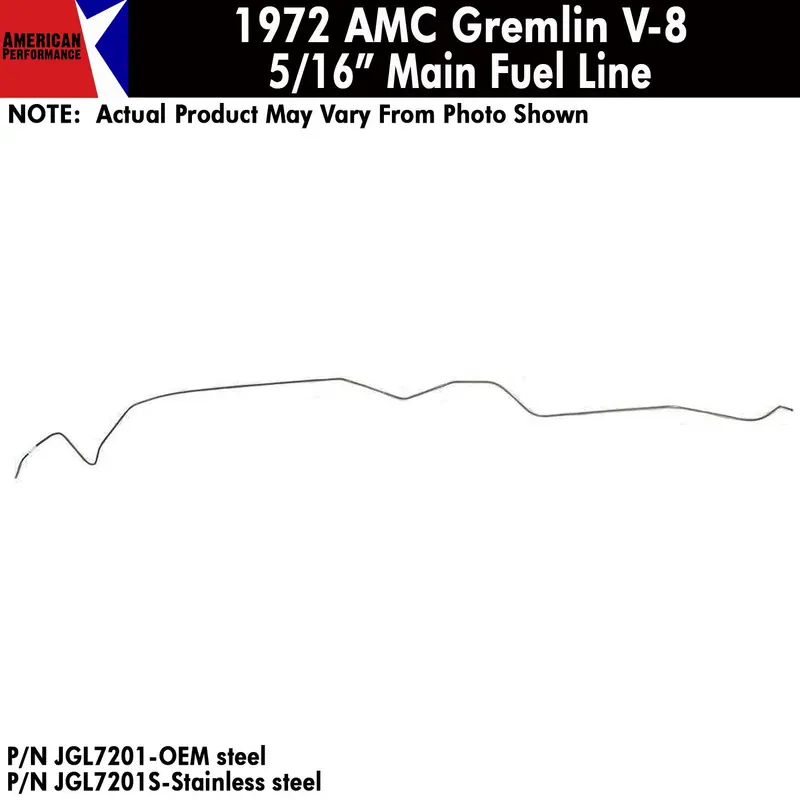 Fuel Line, 5/16" Main Front To Rear, V-8, 1972 Amc Gremlin (Oe Steel Or Stainless) - Drop Ships In Approx. 4-6 Weeks 1