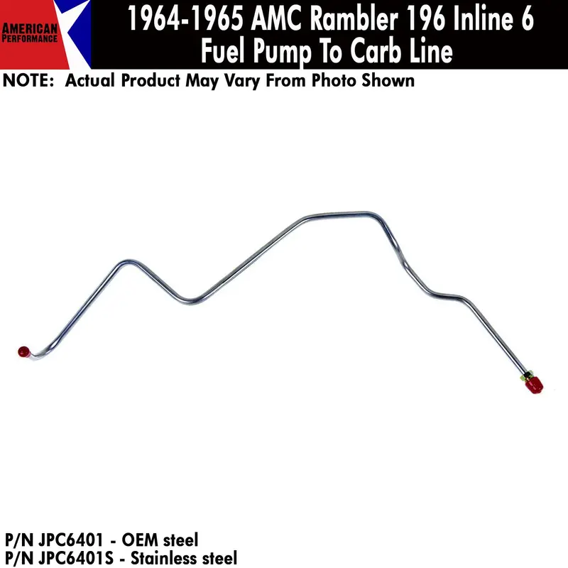 Fuel Line, Fuel Pump To Carburetor, 1964-65 Rambler 196 Inline 6 (Oe Steel Or Stainless) - Drop Ships In Approx. 4-6 Weeks 1