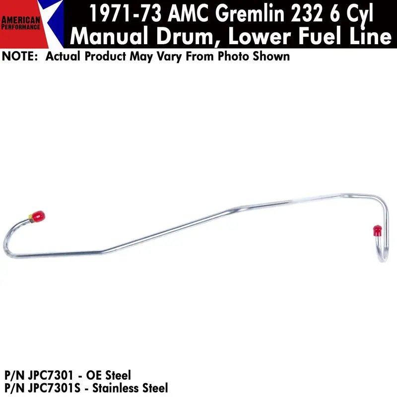 Fuel Line, Lower, 232 6 Cyl. And Manual Drum, 1971-73 Amc Gremlin (Oe Steel Or Stainless) - Drop Ships In Approx. 4-6 Weeks 1