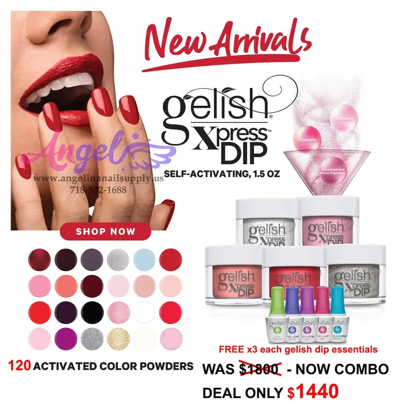 Full Collection Gelish Xpress Dip 120  Colors & Free 3 Set Essentials 1