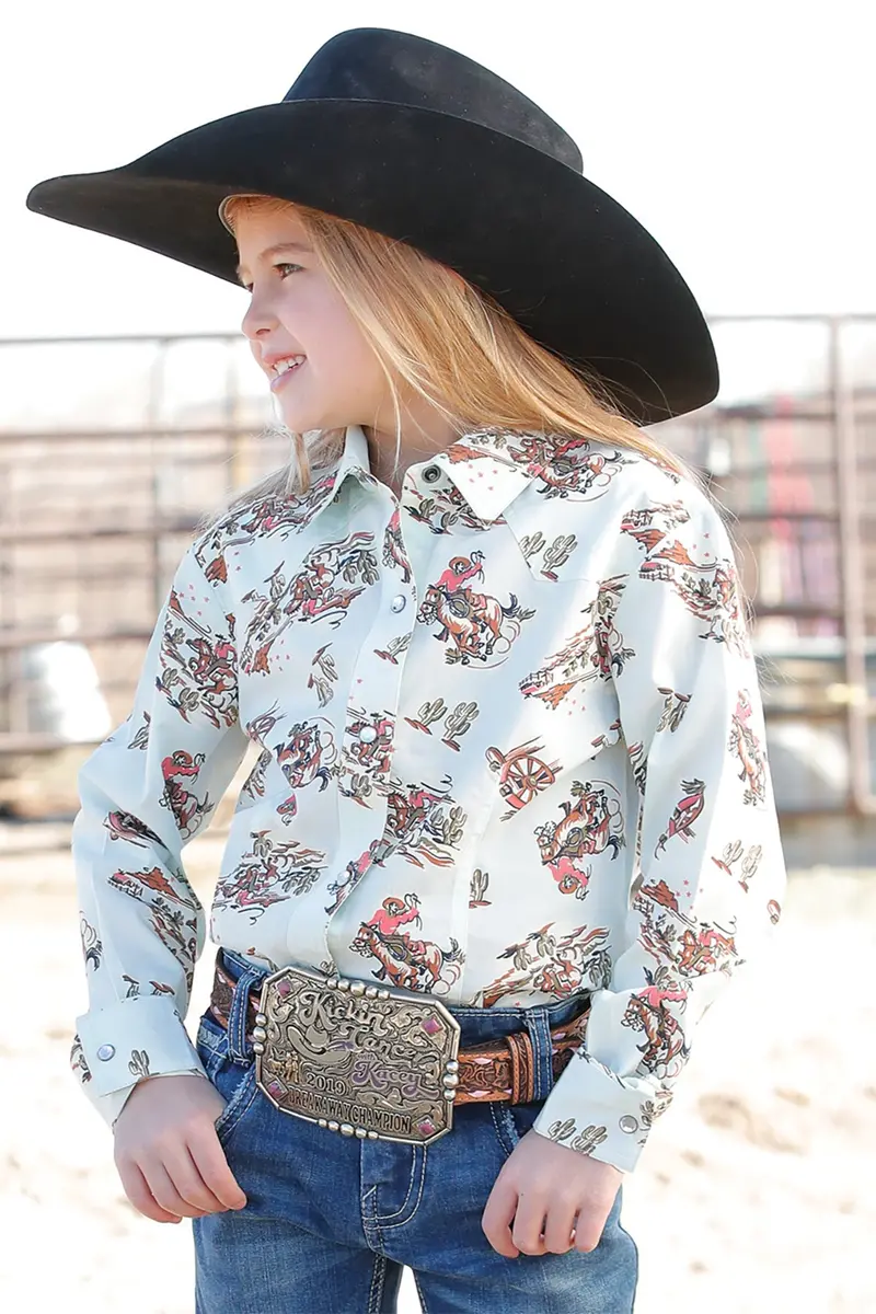 Girls Cruel Denim Long Sleeve Print Shirt - Ctw8040008 1
