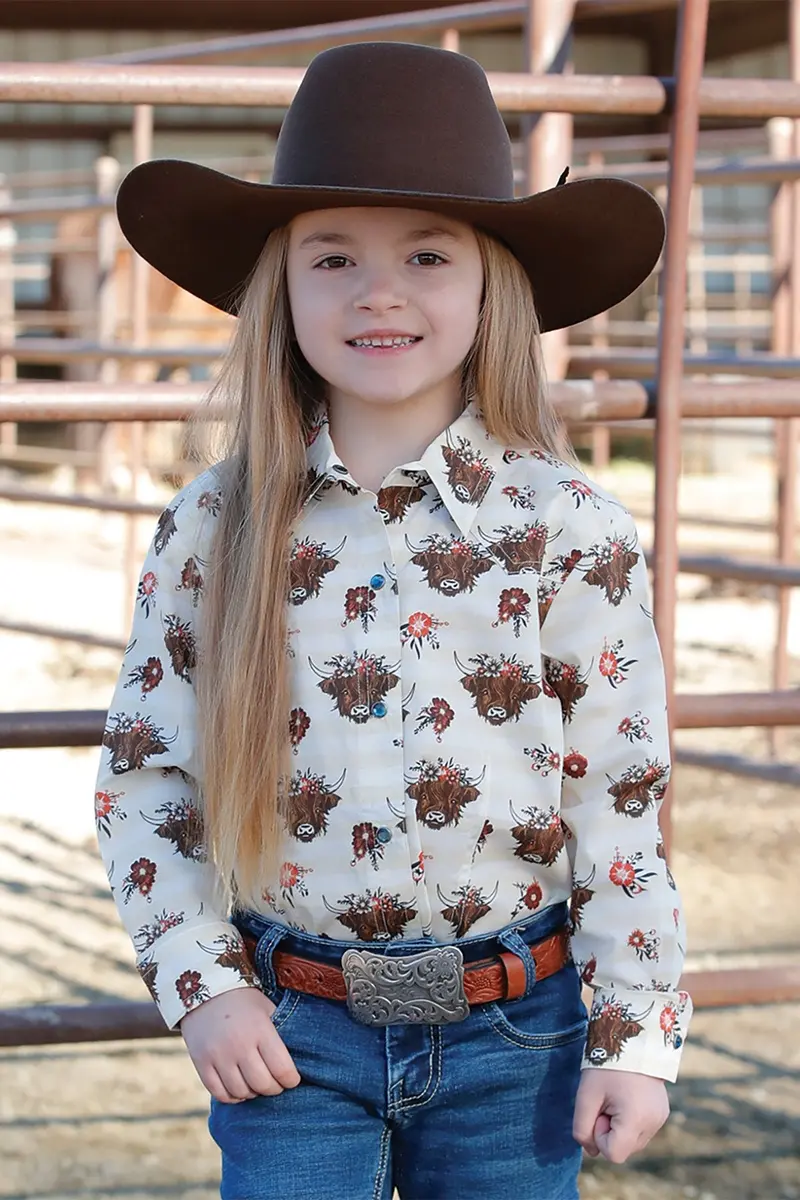 Girl's Cruel Girl Highlander Print Western Shirt - Ctw8040007 1