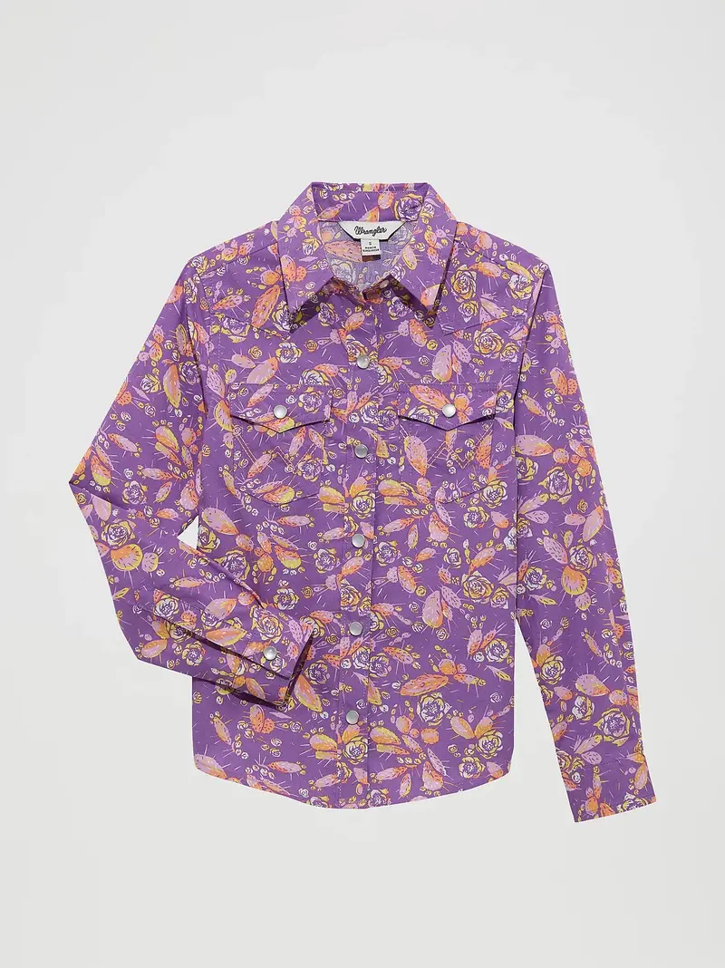 Girl's Wrangler Cacti Floral Western Snap Shirt - 112364309 1