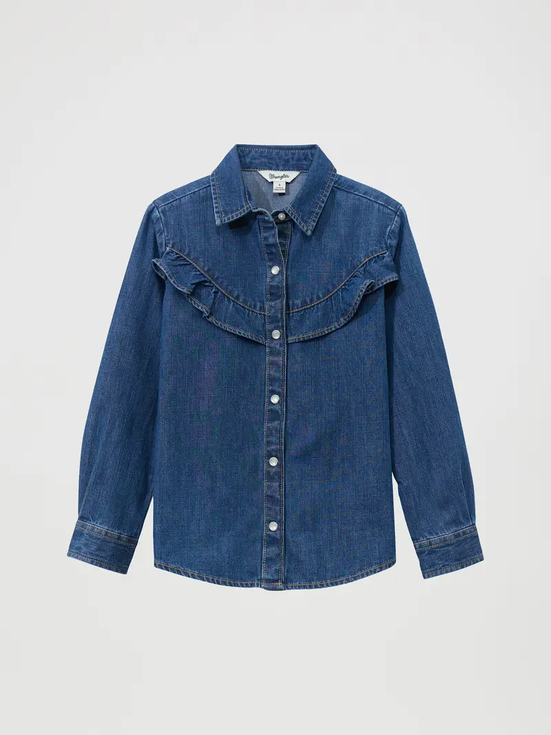Girls Wrangler Denim Western Snap Shirt - 112371872 1