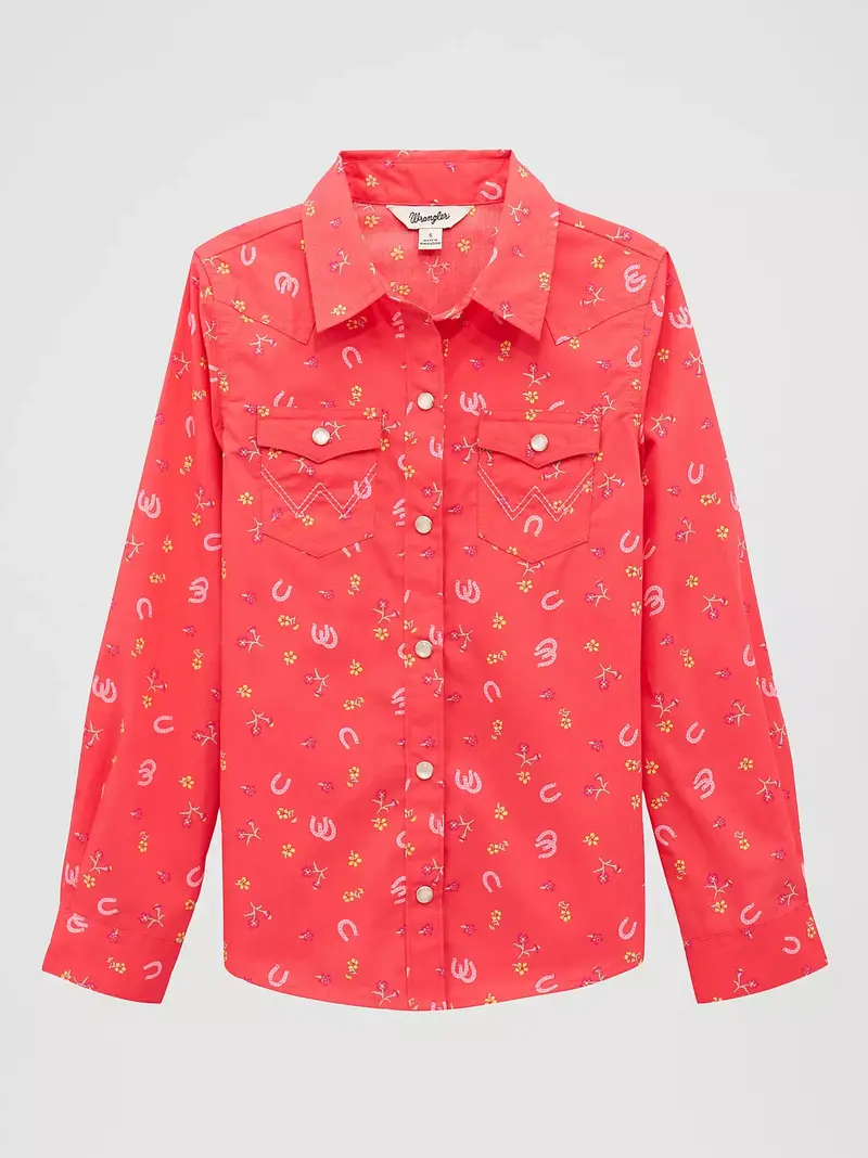 Girl's Wrangler Floral Western Snap Shirt - 112379462 1