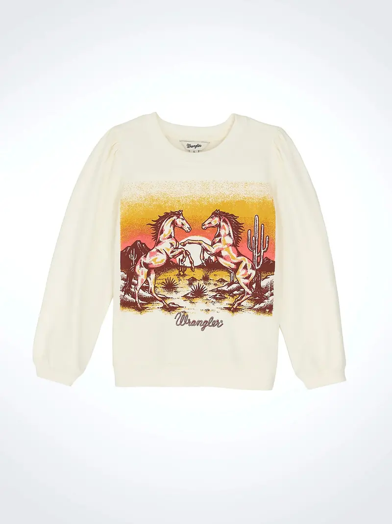 Girl's Wrangler Graphic Puff Sleeve Pullover - 112367890 1