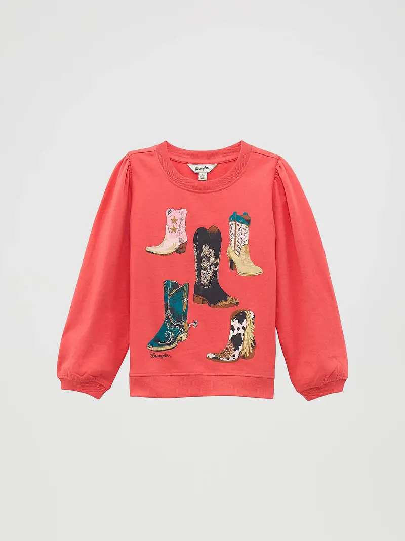 Girl's Wrangler Graphic Puff Sleeve Pullover - 112371935 1