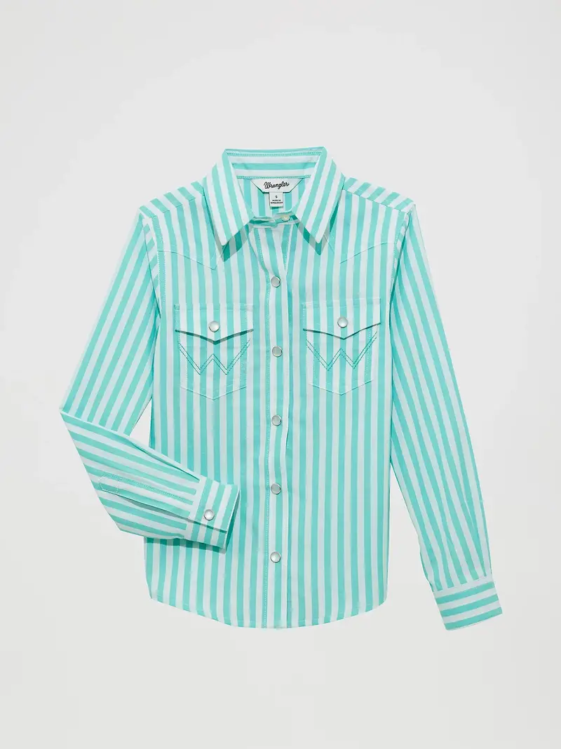 Girl's Wrangler Striped Western Snap Shirt - 112364308 1