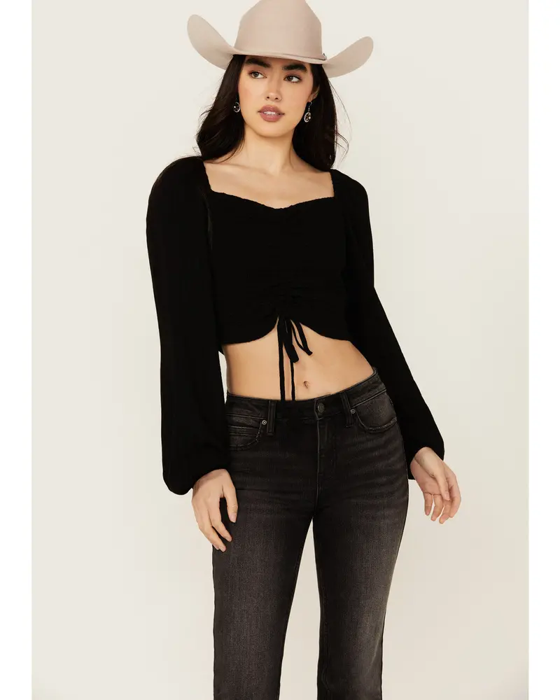 Hazel Smocked Long Sleeve Cropped Blouse 1