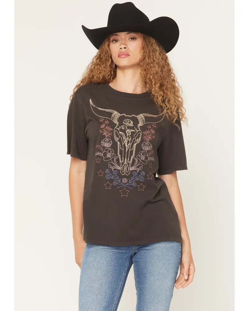 Headstrong Steer Head Embroidered Short Sleeve Graphic Tee 1