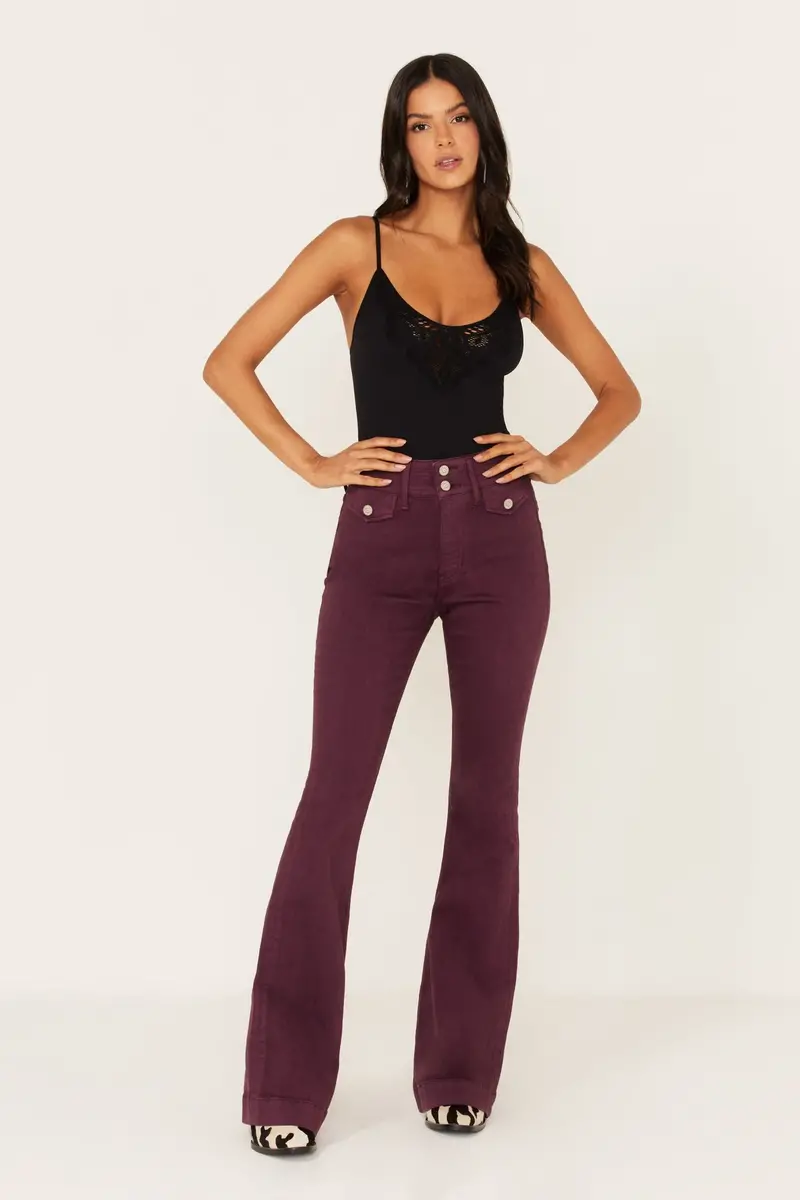High Rise Flap Pocket Outlaw Flare Jeans 1
