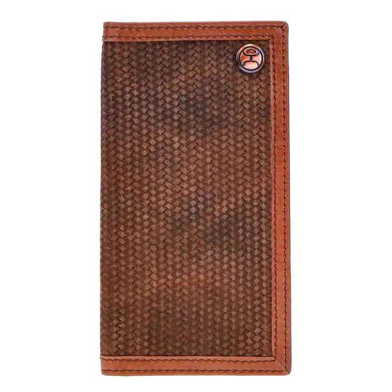 "Hooey Classic Roughout" Wallet Brown Leather Basket Weave Embossed - Hw002-Br 1