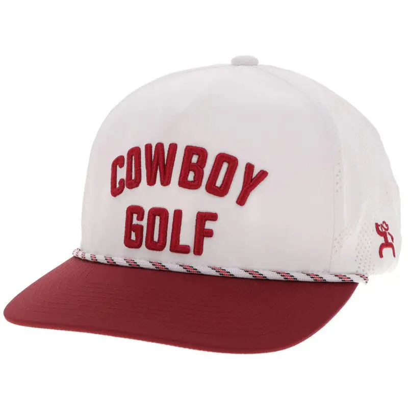 Hooey "Cowboy Golf" Hat White & Red W/ Red Stitching - 2516T-Whrd 1