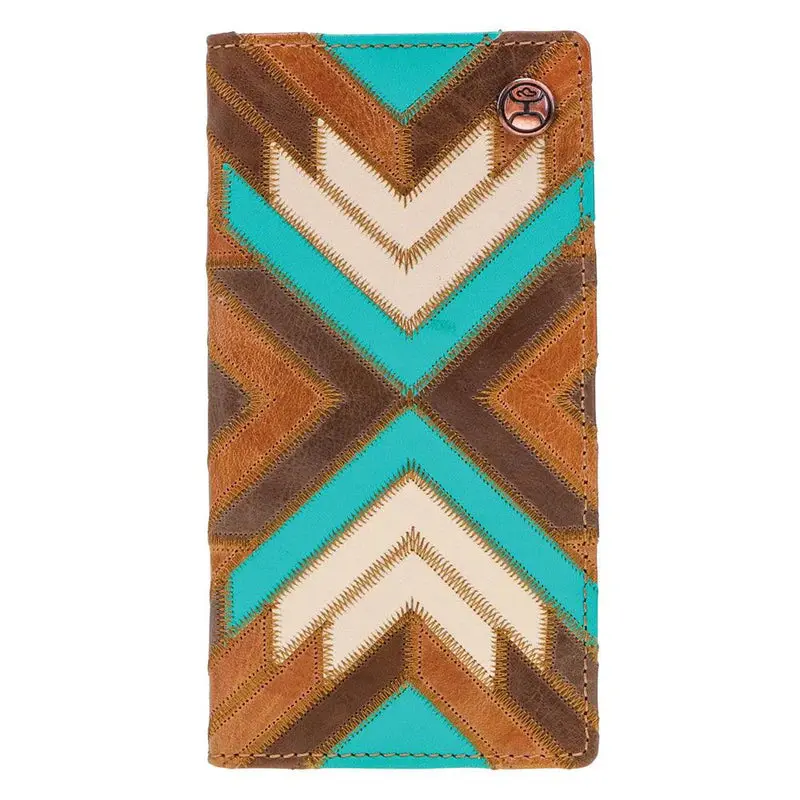 Hooey "Montezuma" Rodeo Wallet Brown/Turquoise & Patchwork - Hw007-Brtq 1