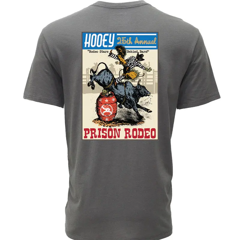 Hooey "Prison Rodeo" T-Shirt Grey W/Multi Color Rodeo Graphic - Ht1893dkgy 1