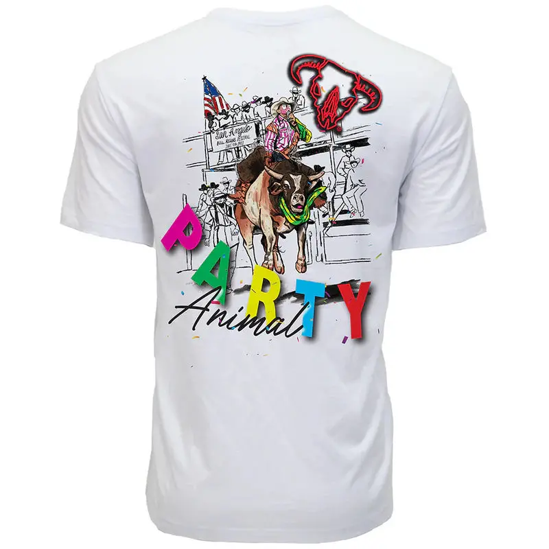 Hooey T-Shirt White W/Multi-Color Party Animal Logo - Ht1833wh-P 1