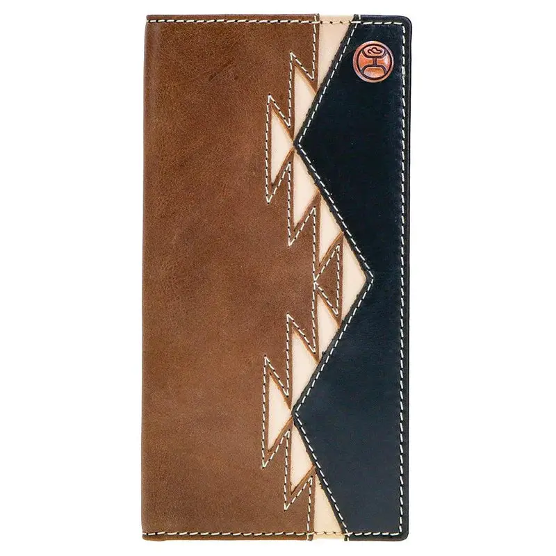 Hooey "Tonkawa" Rodeo Hooey Wallet Brown/Black W/ Ivory Aztec - Hw006-Brbk 1