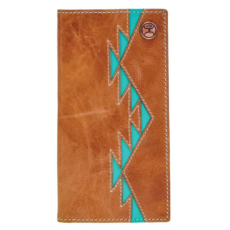 Hooey "Tonkawa" Rodeo Hooey Wallet Tan W/Turquoise Aztec - Hw006-Tntq 1