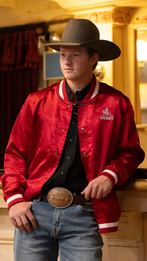Hooey Unisex Red Bomber Jacket - Hj131rdwh-Pa 1