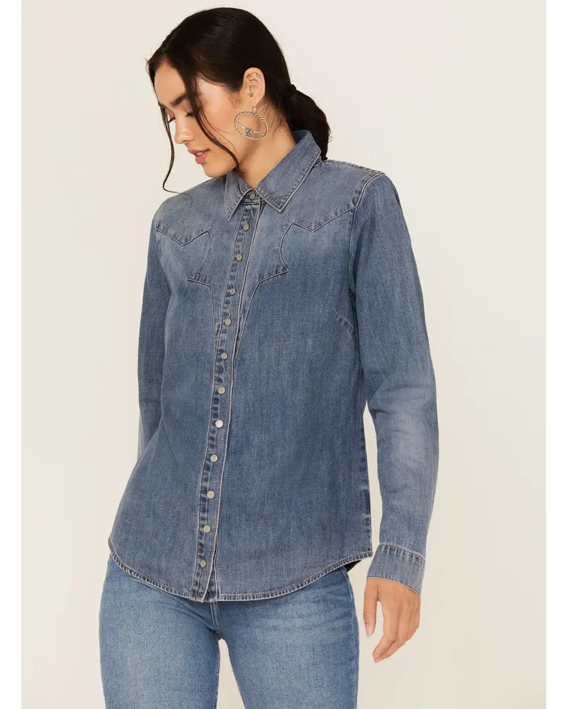 Huckleberry Medium Wash Long Sleeve Snap Western Shirt 1