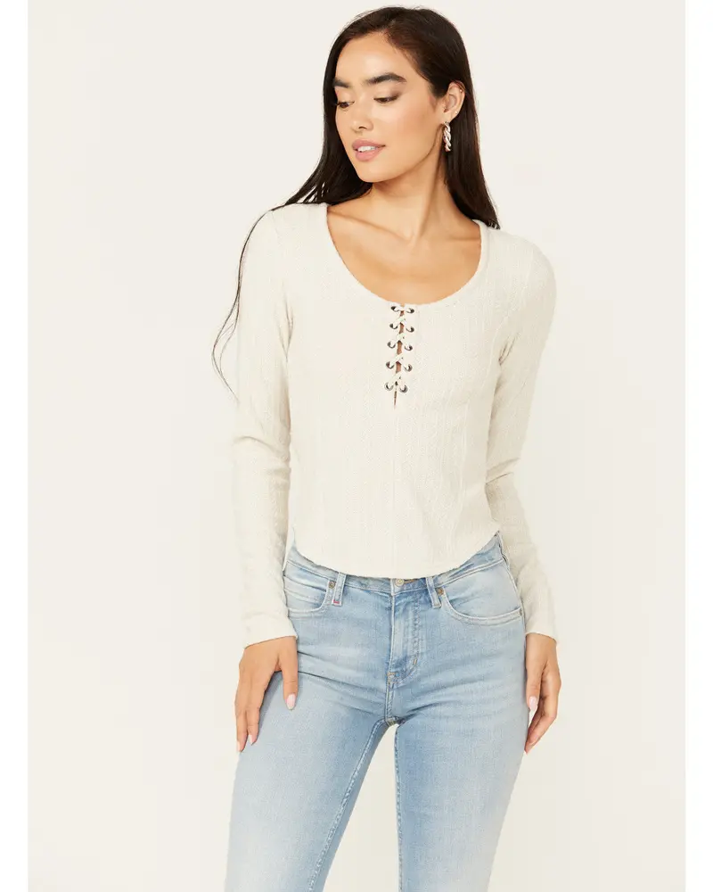 Hummingbird Tie Front Long Sleeve Top 1