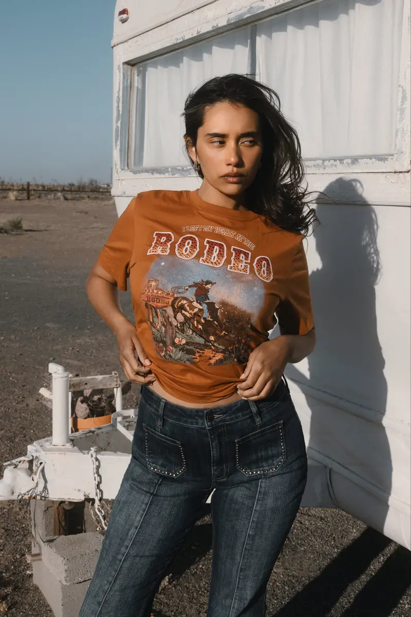 I Left My Heart At The Rodeo Embellished Short Sleeve Graphic Tee 1