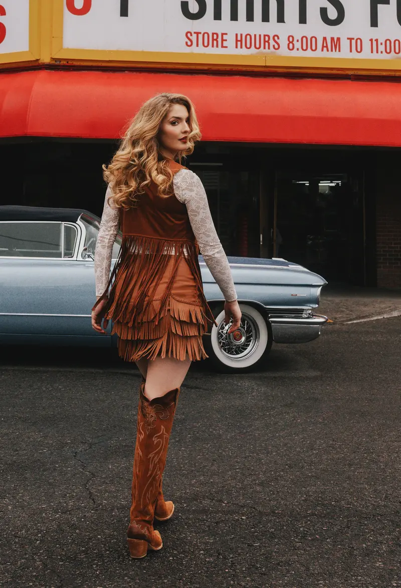 Irene Fringe Faux Leather Skirt 1