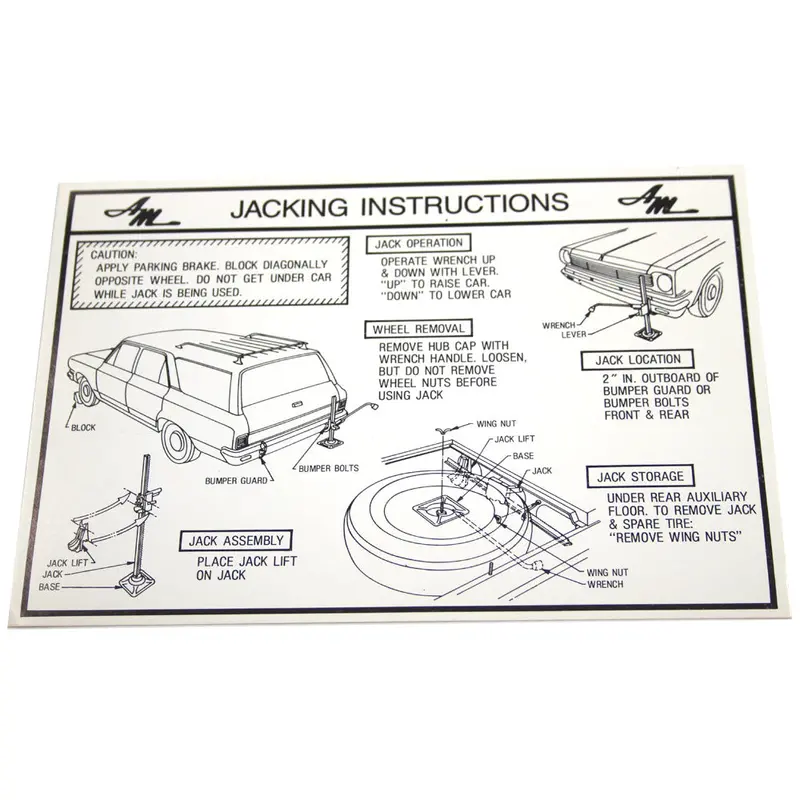 Jack Instructions Decal, 1966-67 Rambler American 1