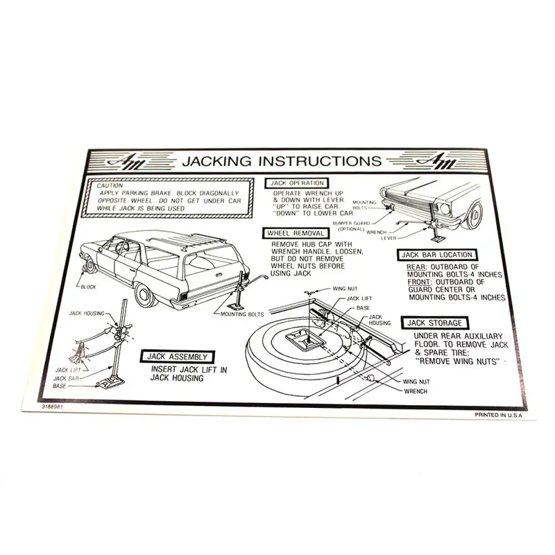 Jack Instructions Decal, 1968-69 American 1