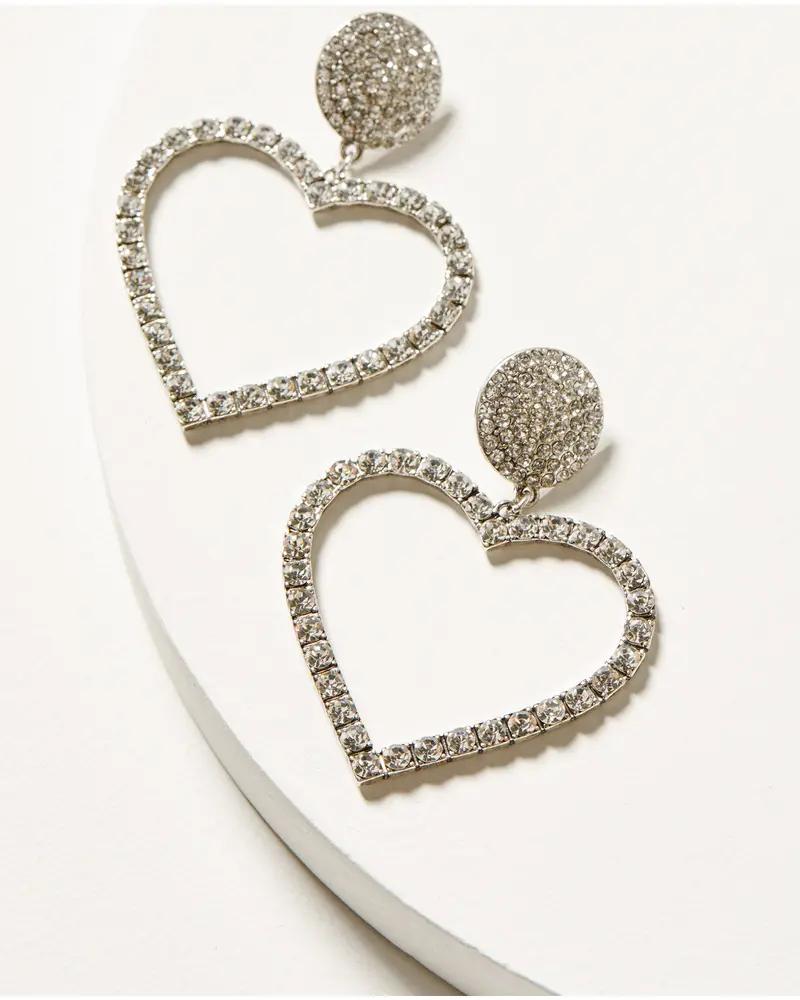 Jeanette Heart Rhinestone Earrings 1