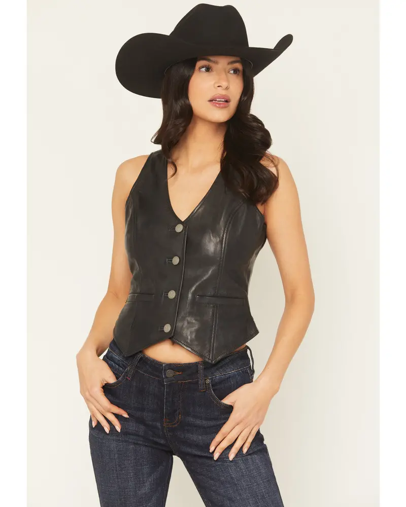 Josephine Button-Down Leather Vest 1