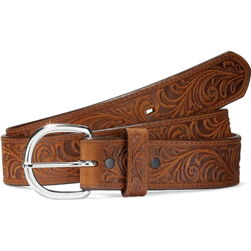 Justin Western Scroll Tooled Belt 1
