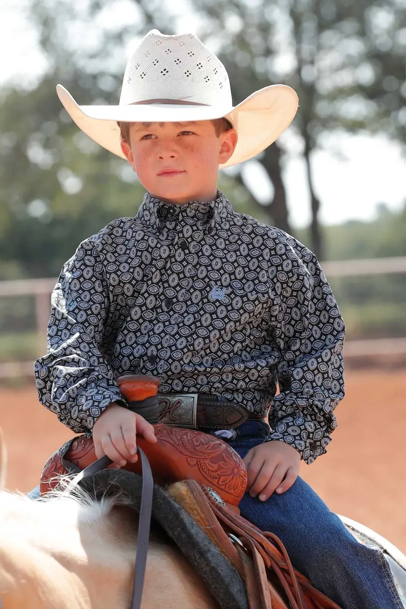 Kids Cinch Black Print Long Sleeve Shirt - Mtw7060347 1