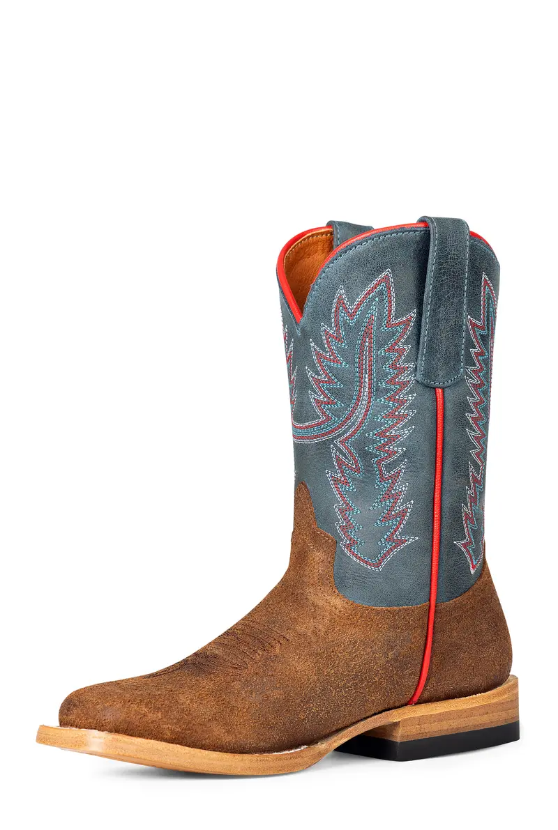 Kids Horse Power Tobacco Old Suede With Blue Oklahoma Tops - Hpk8079 1
