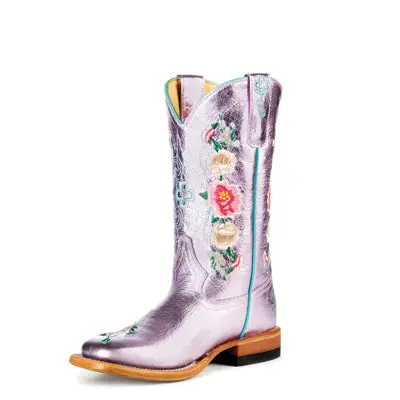 Kid's Macie Bean Pink Metallic With Flowers Mk9209 1