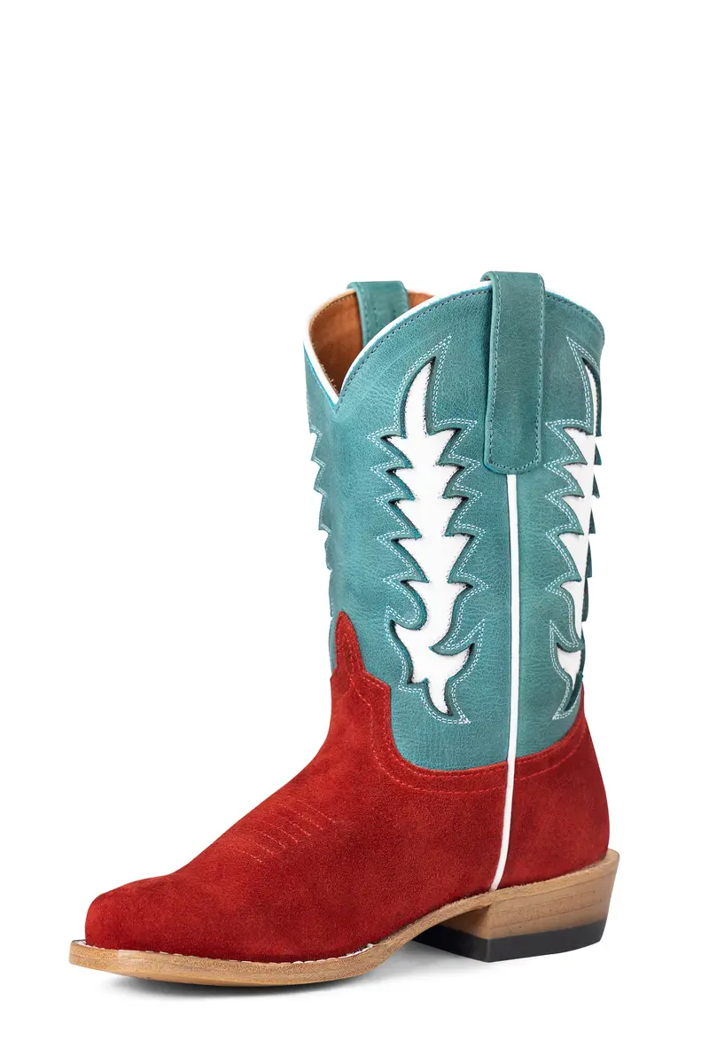 Kid's Macie Bean Red Suede With Sea Foam White Inlay Tops - Mk9524 1