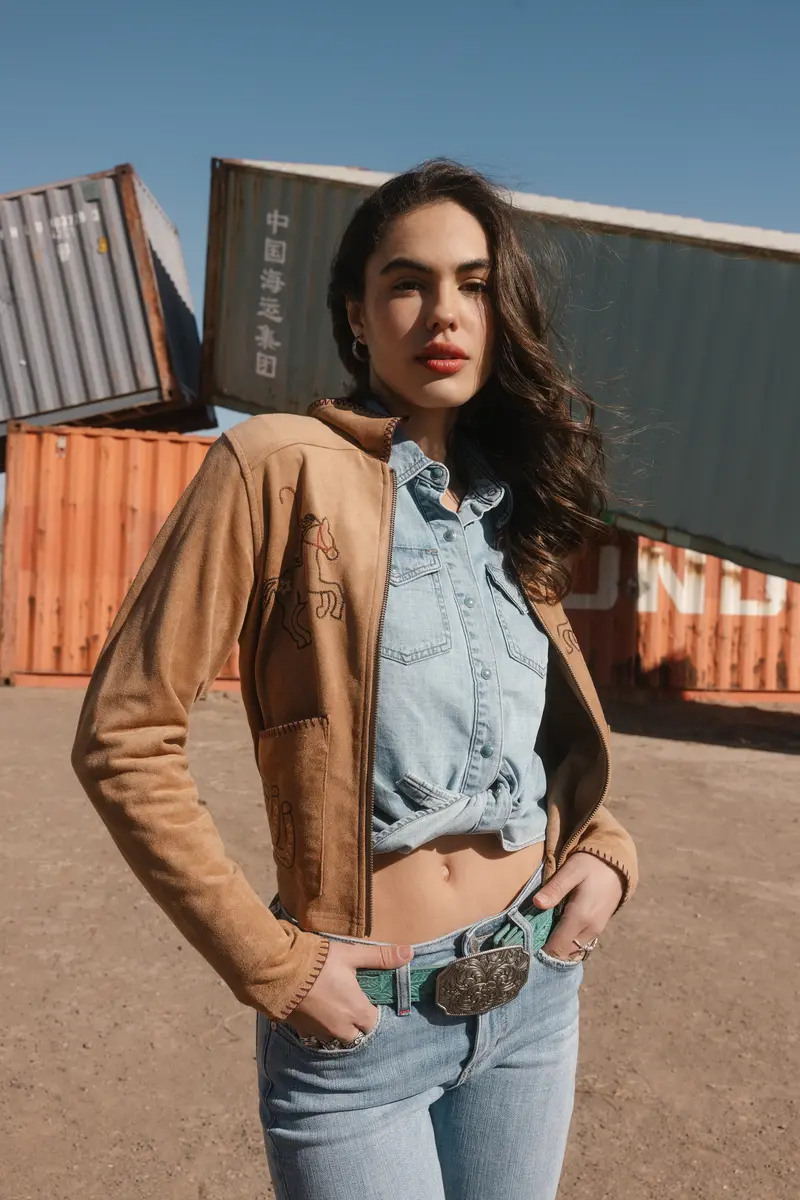 Kileen Embroidered Faux Suede Jacket 1