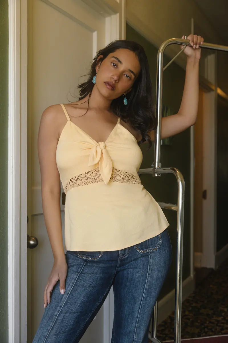 Lace Inset Tie-Front Cami 1