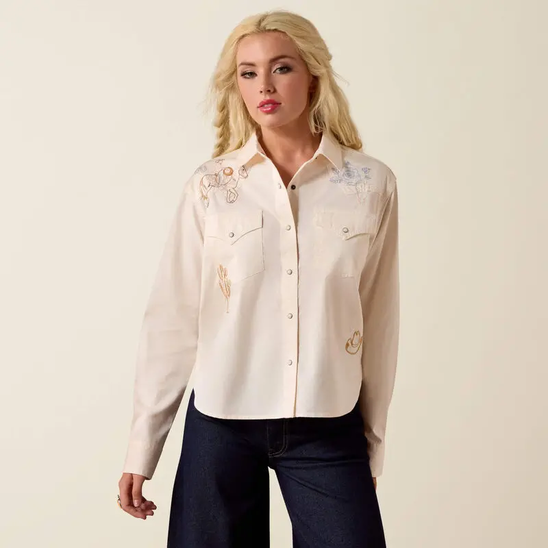 Ladies Ariat Ashville Embroidered Snap Shirt - 10073666 1